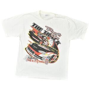 All Sport Dodge Racing White Cotton T-Shirt Men's L SINGLE STICHED STAINED